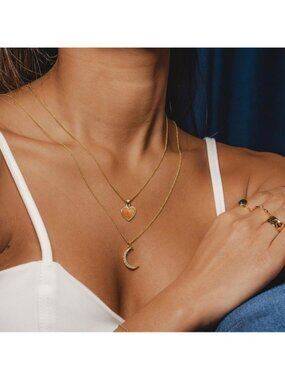 Gold 14k Gold Plated Sunstone Heart Necklace